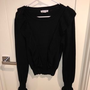 Black sweater with ruffles